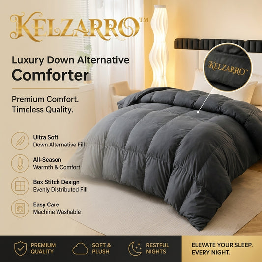 Kelzarro™ Duck Feather Comforter – Washable All-Season Cozy Bedding