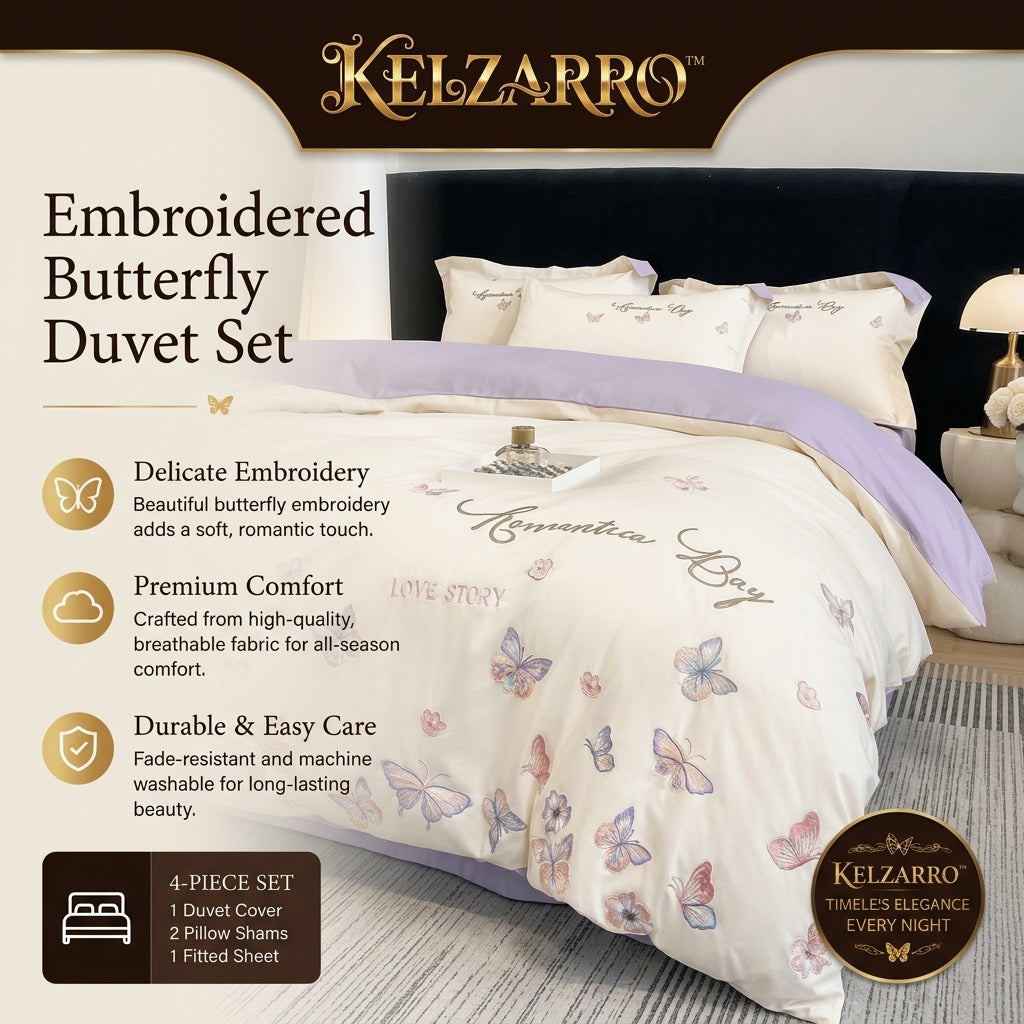 Kelzarro™ 200TC Cotton Duvet Cover Set – Printed Long-Staple Cotton Bedding for All Seasons
