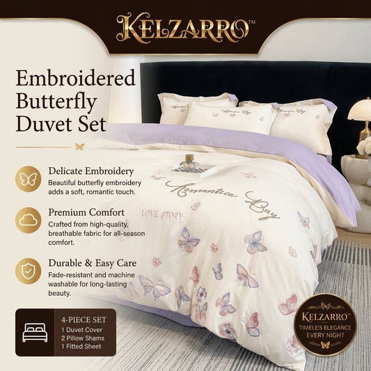 Kelzarro™ 200TC Cotton Duvet Cover Set – Printed Long-Staple Cotton Bedding for All Seasons