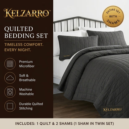 Kelzarro™ Super Soft Modern Quilt Set – King Size Bedding Collection