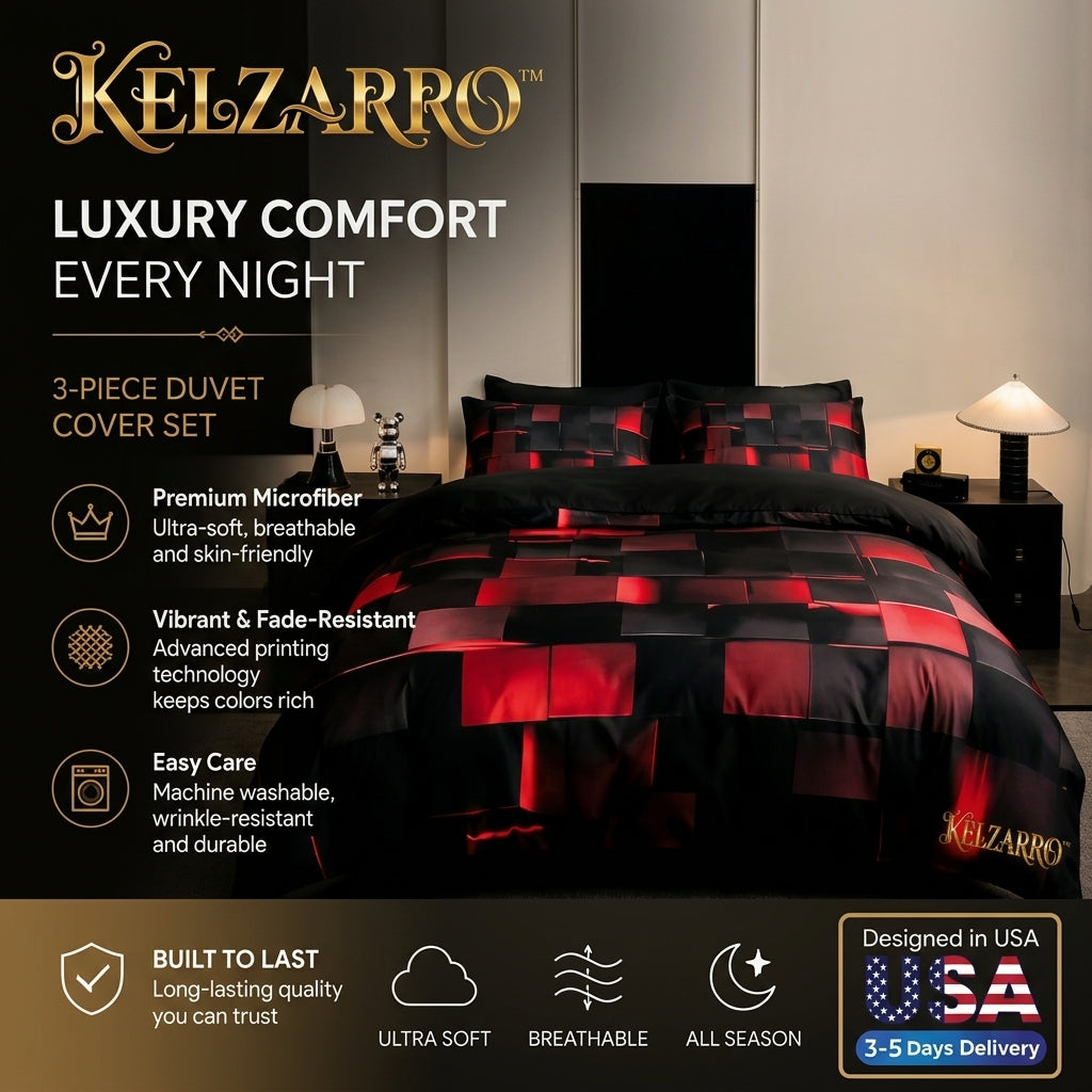 Kelzarro™ Soft Polyester Fiber 4-Piece Bedding Set – Breathable & Easy Care Home Bedding