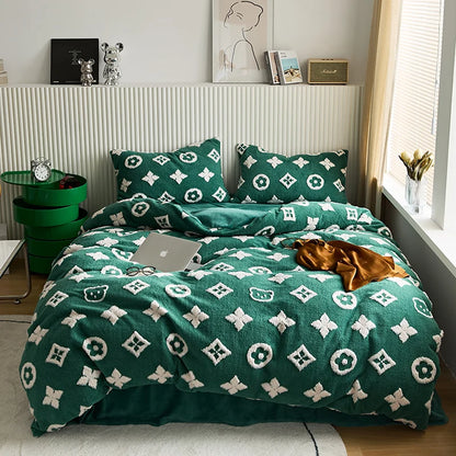 Kelzarro™ Premium Jacquard Bedding Set – Embroidered Floral Duvet Cover with Pillowcases
