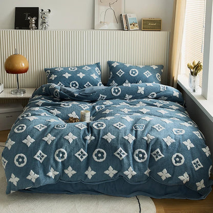 Kelzarro™ Premium Jacquard Bedding Set – Embroidered Floral Duvet Cover with Pillowcases