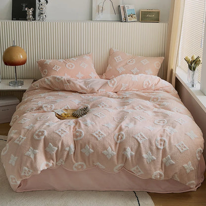 Kelzarro™ Premium Jacquard Bedding Set – Embroidered Floral Duvet Cover with Pillowcases