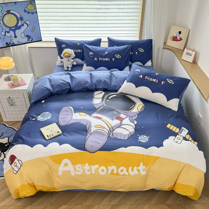 Kelzarro™ 100% Cotton Space Cartoon Duvet Cover Set for Kids with Pillowcases