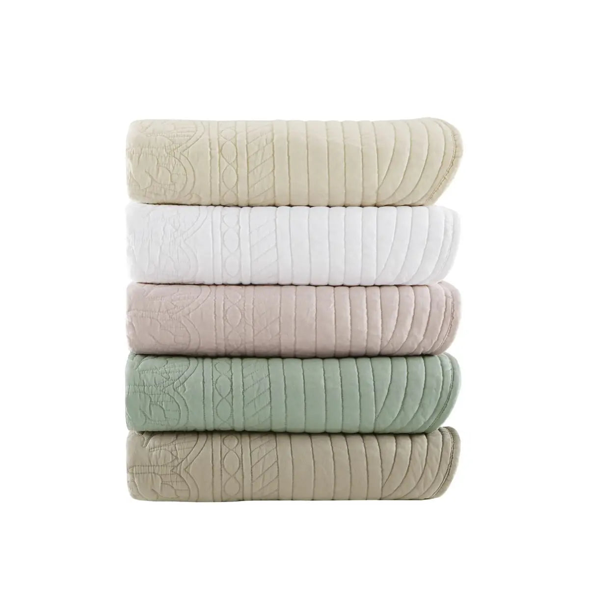 Kelzarro™ Oversized Quilted Throw Blanket – White Scalloped Edge Bed Blanket 60x72"